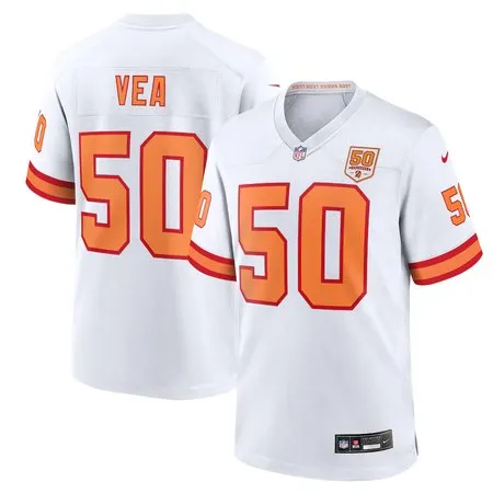 Men's '76 Tampa Bay Buccaneers #50 Vita Vea White 50th Season Game Jersey