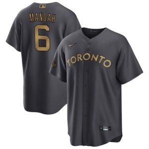 Men's Toronto Blue Jays #6 Alek Manoah 2022 All-Star Charcoal Cool Base Stitched Baseball Jersey QUHR