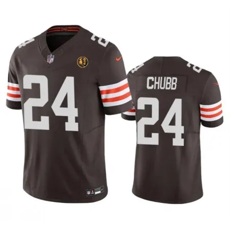 d5f65864a53d08a7356825ef2b8e093f.webp Men's Cleveland Browns #24 Nick Chubb Brown 2023 F.U.S.E. With John Madden Patch Vapor Limited Stitched Football Jersey