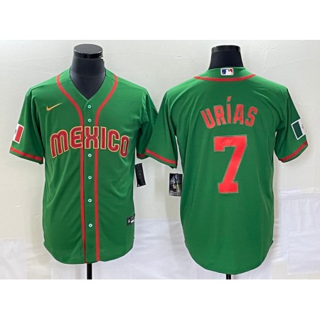 Men's Mexico Baseball #7 Julio Urias 2023 Green World Baseball With Patch Classic Stitched Jersey LU04