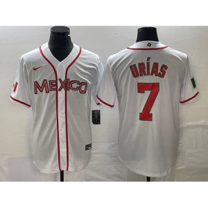 Men's Mexico Baseball #7 Julio Urias White 2023 World Baseball Classic Stitched Jersey 5TLD