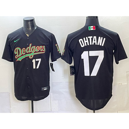 Men's Los Angeles Dodgers #17 Shohei Ohtani Black Mexico Jersey QC3G