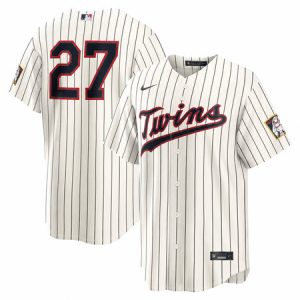 Men's Minnesota Twins #27 Ryan Jeffers Nike Cream 2026 Field of Dreams Stadium Jersey