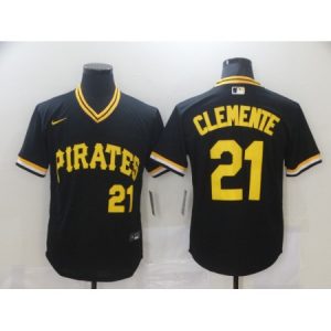 Men's Pittsburgh Pirates #21 Roberto Clemente Black Cool Base Stitched Jersey 5QWT