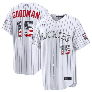 Men's Colorado Rockies #15 Hunter Goodman Nike White 2026 All-Star Edition Stars & Stripes Stadium Jersey