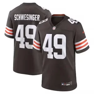 Men's Cleveland Browns #49 Carson Schwesinger  Brown 2025 NFL Draft Game Jersey