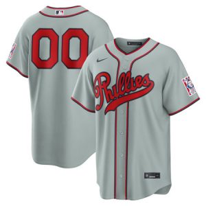 Youth Philadelphia Phillies Nike Gray 2026 Field of Dreams Stadium Custom Jersey