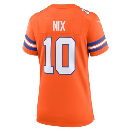 Women's Denver Broncos #10 Bo Nix Orange Mile High Collection 1977 Throwback Player Game Jersey
