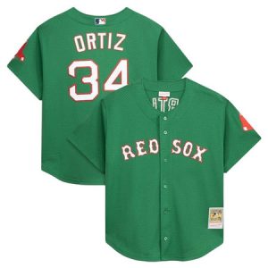 Men's Boston Red Sox #34 David Ortiz Kelly Green Cooperstown Collection Jersey