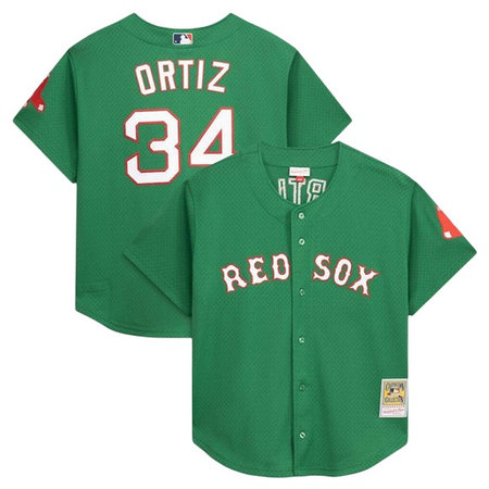 Men's Boston Red Sox #34 David Ortiz Kelly Green Cooperstown Collection Jersey