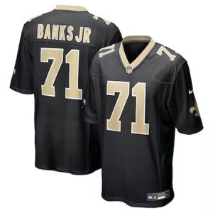 Men's New Orleans Saints #71 Kelvin Banks Jr. Black 2025 NFL Draft First Round Pick Game Jersey