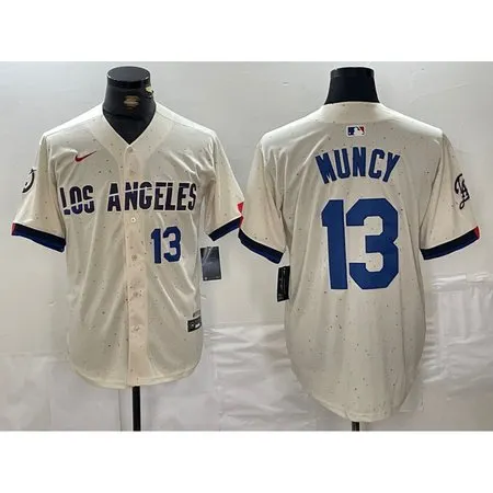 Men's Los Angeles Dodgers #13 Max Muncy Cream Stitched Baseball Jersey AZI8