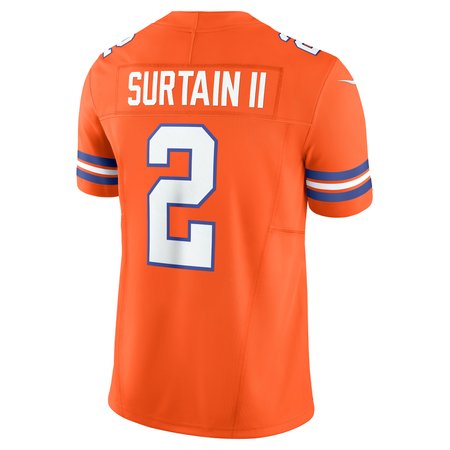 Men's Denver Broncos #2 Patrick Surtain II Orange Alternate Mile High Collection 1977 Throwback Vapor F.U.S.E. Limited Jersey