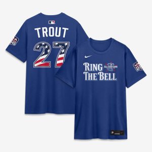 Men's American League #27 Mike Trout Nike Rush Blue 2026 All-Star Game Name & Number T-Shirt