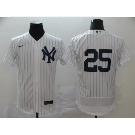 Men's New York Yankees #25 Gleyber Torres White Flex Base Stitched MLB Jersey V4OA