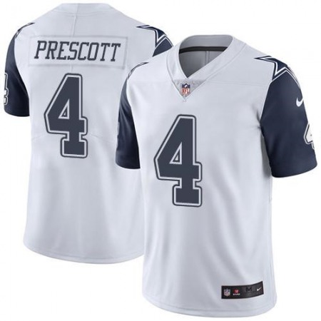 Cowboys #4 Dak Prescott White Youth Stitched NFL Limited Rush Jersey