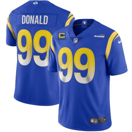 eb447da5a18844f4494bc4909983dde9.jpeg Men's Los Angeles Rams #99 Aaron Donald 2022 Royal With 4-star C Patch Vapor Untouchable Limited Stitched Jersey