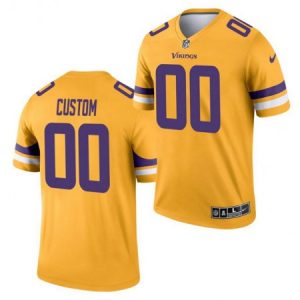 Men's Minnesota Vikings ACTIVE PLAYER Custom 2021 Gold Inverted Legend Stitched Jersey