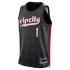 Unisex Portland Trail Blazers #1 Anfernee Simons Black 2024/25 Swingman City Edition Player Jersey