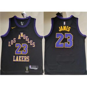 Men's Los Angeles Lakers #23 LeBron James Black Stitched Basketball Jersey