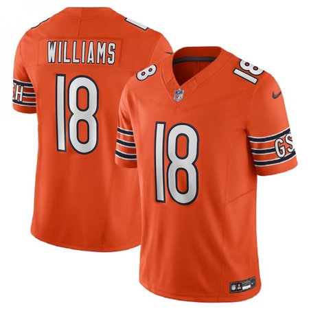 Men's Chicago Bears #18 Caleb Williams  Orange 2024 NFL Draft First Round Pick Player F.U.S.E. Vapor Untouchable Limited Stitched Football Jersey
