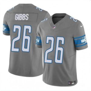 f344be8a866949900bbbfd4dbda1d746.jpeg Men's Detroit Lions #26 Jahmyr Gibbs Grey 2023 F.U.S.E. Vapor Untouchable Limited Stitched Football Jersey