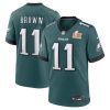 f3e10f20f5c277f960b748e08baab414.jpeg Men's Philadelphia Eagles #11 A.J. Brown Midnight Green Super Bowl LIX Game Player Jersey