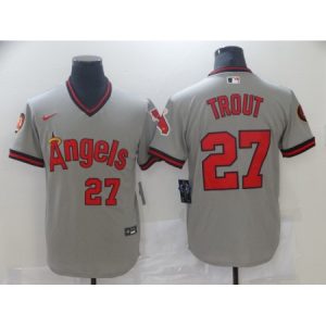Men's Los Angeles Angels #27 Mike Trout 2020 Grey Cool Base Stitched MLB Jersey OL4F