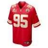 Men's Kansas City Chiefs #95 Chris Jones Red Super Bowl LIX Game Jersey