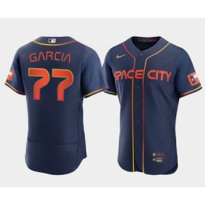 Men's Houston Astros #77 Luis Garcia 2022 Navy City Connect Flex Base Stitched Baseball Jersey XWD2