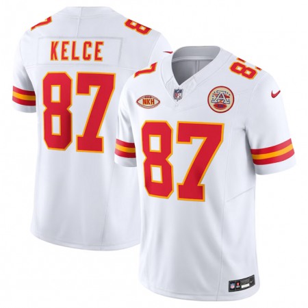 fbe5b9286da0cfdfa34eb04f9144d6b3.jpeg Men's Kansas City Chiefs #87 Travis Kelce White 2023 F.U.S.E. With "NKH" Patch Vapor Untouchable Limited Stitched Jersey