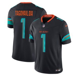 Men's Miami Dolphins #1 Tua Tagovailoa Black Rivalries Collection F.U.S.E. Vapor Limited Stitched Jersey