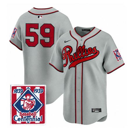 Men's Philadelphia Phillies #59 Jhoan Duran Gray Stitched Baseball Jersey