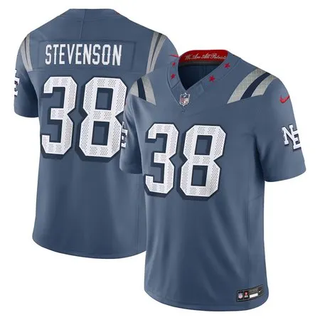 fda03ea1ef55f28df1b3167aa45797fe.webp Men's New England Patriots #38 Rhamondre Stevenson Blue Rivalries Collection F.U.S.E. Vapor Limited Stitched Jersey