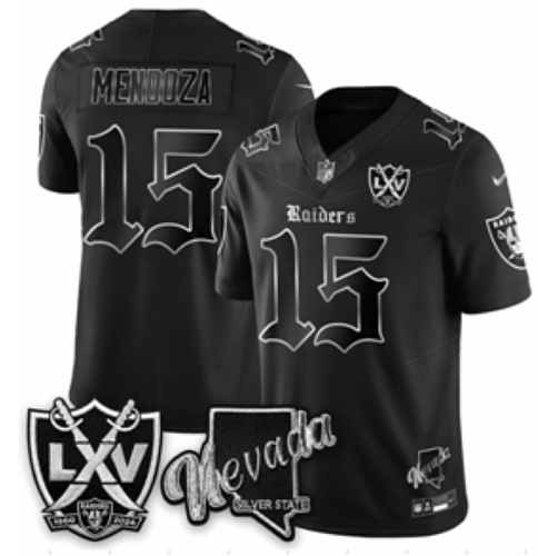 Men's Las Vegas Raiders #15 Fernando Mendoza Nike Black 2026-27 Black Shadow Football Jersey LVR03