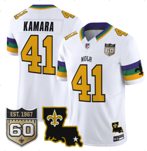 Men's New Orleans Saints #41 Alvin Kamara Nike White 2026-27 NOLA Football Jersey NOS05