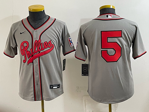 Youth Philadelphia Phillies #59 Ranger Suarez Nike Gray 2026-27 City Connect Stadium Jersey PHIY02