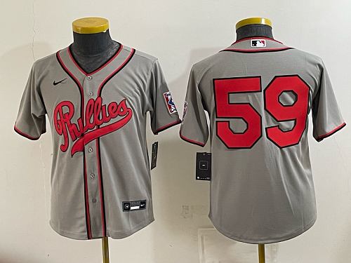 Youth Philadelphia Phillies #27 Aaron Nola Nike Gray 2026-27 City Connect Stadium Jersey PHIY03