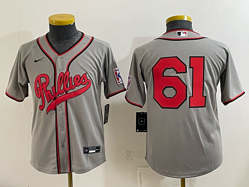 Youth Philadelphia Phillies #16 Brandon Marsh Nike Gray 2026-27 City Connect Stadium Jersey PHIY05