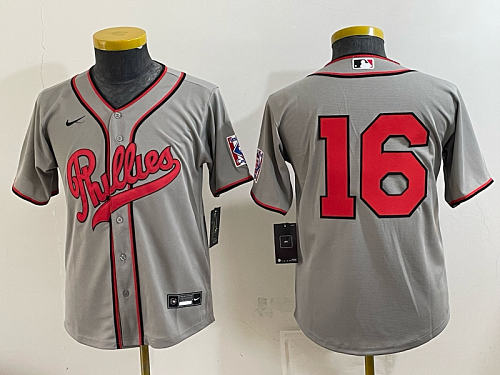 Youth Philadelphia Phillies #12 Kyle Schwarber Nike Gray 2026-27 City Connect Stadium Jersey PHIY06