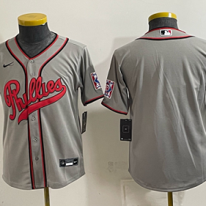 Youth Philadelphia Phillies Nike Gray 2026-27 City Connect Stadium Jersey PHIY11