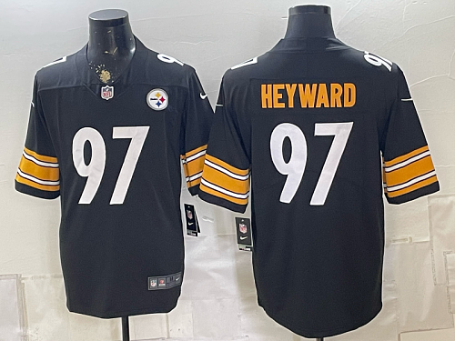 Men's Pittsburgh Steelers #97 Cameron Heyward Nike Black 2026-27 Commemorative Patch Football Jersey PIT01