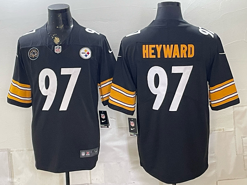 Men's Pittsburgh Steelers #97 Cameron Heyward Nike Black 2026-27 Commemorative Patch Football Jersey PIT03