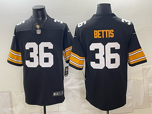 Men's Pittsburgh Steelers #36 Jerome Bettis Nike Black 2026-27 Commemorative Patch Football Jersey PIT07