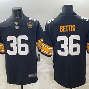 Men's Pittsburgh Steelers #36 Jerome Bettis Nike Black 2026-27 Commemorative Patch Football Jersey PIT08