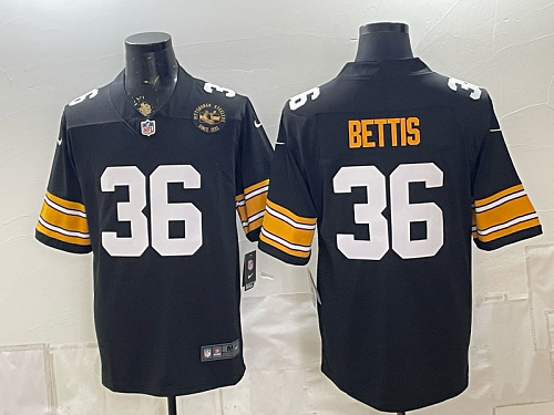 Men's Pittsburgh Steelers #36 Jerome Bettis Nike Black 2026-27 Commemorative Patch Football Jersey PIT08