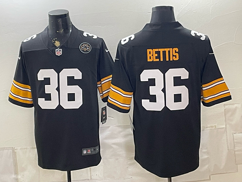 Men's Pittsburgh Steelers #36 Jerome Bettis Nike Black 2026-27 Commemorative Patch Football Jersey PIT09