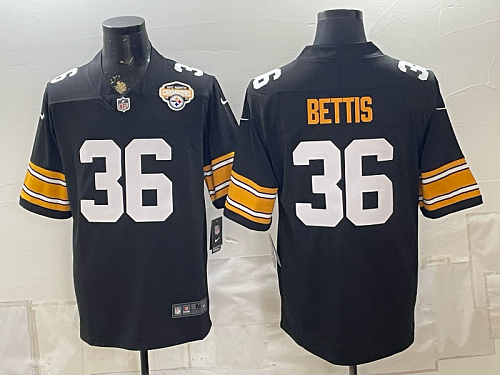 yp252597700-nfl-pit-010 Men's Pittsburgh Steelers #36 Jerome Bettis Nike Black 2026-27 Commemorative Patch Football Jersey PIT10