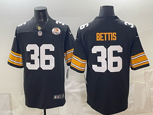 Men's Pittsburgh Steelers #36 Jerome Bettis Nike Black 2026-27 Commemorative Patch Football Jersey PIT11