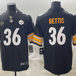 Men's Pittsburgh Steelers #36 Jerome Bettis Nike Black 2026-27 Commemorative Patch Football Jersey PIT12